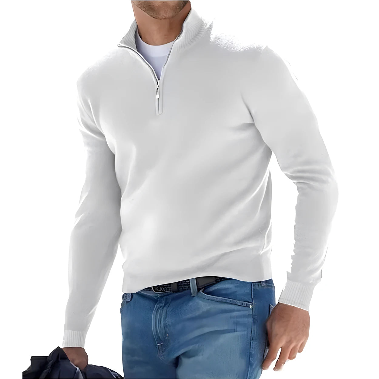 Suéter Hombre Manga Larga | Medio Cierre y Cuello en V | Tejido Oversized Transpirable Streetwear