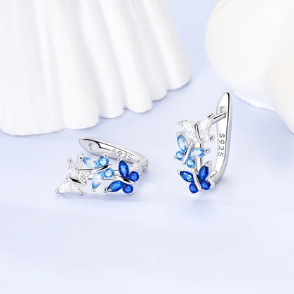 Aretes Primavera Plata 925 | Abeja, Flor y Mariposa | Aros Dobles Mujer