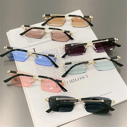 Gafas de Sol Rectangulares Sin Marco Unisex | Retro Moda Verano UV400 Mujer Hombre