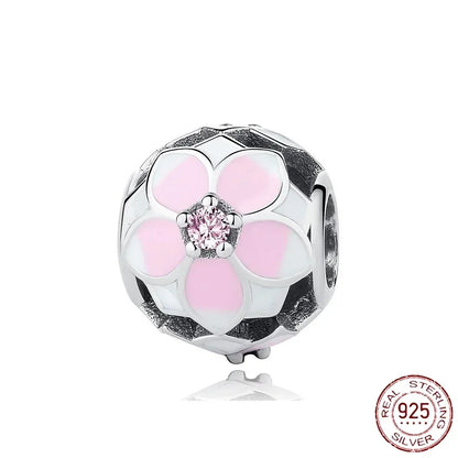 Charm Plata 925 Colgante Rosa Mariposa Corazón Flor Pájaro | Dije Para Pulsera Pandora Compatible