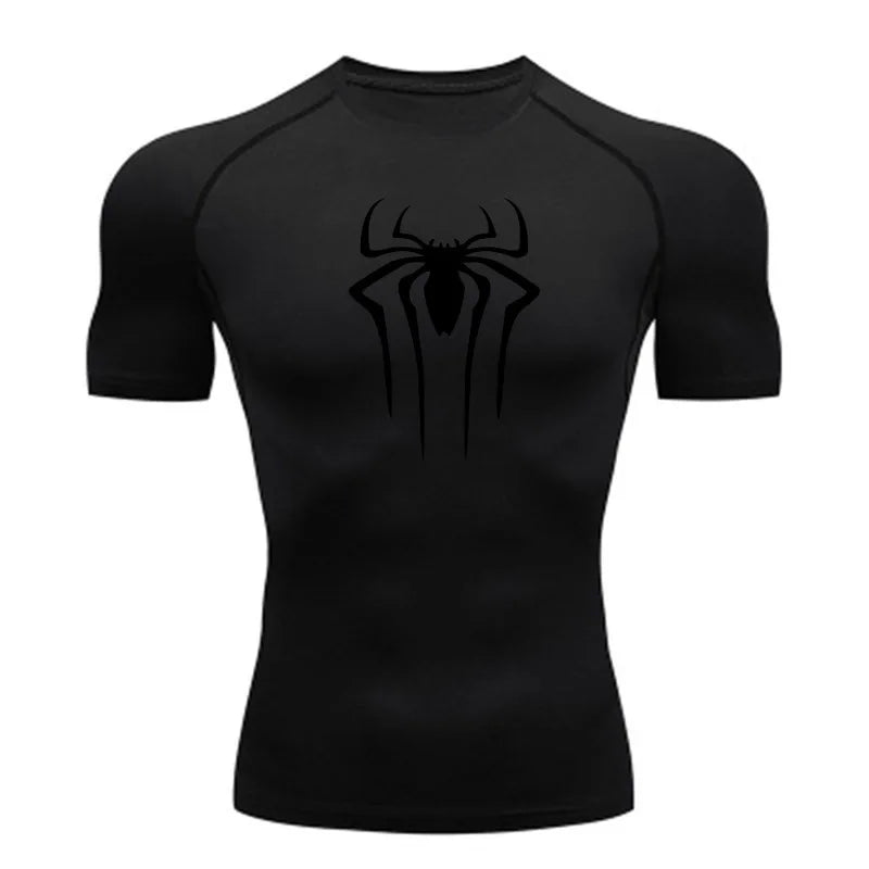 Camiseta Compresiva de Hombre – Gym, Fitness, Running y Superhéroe, Rashguard, Manga Corta, Secado Rápido, T-Shirt Deportivo