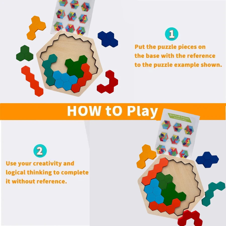 Rompecabezas Tangram de Madera – Juguete Educativo Montessori para Niños, Puzzle DIY de Aprendizaje y Entrenamiento Cognitivo