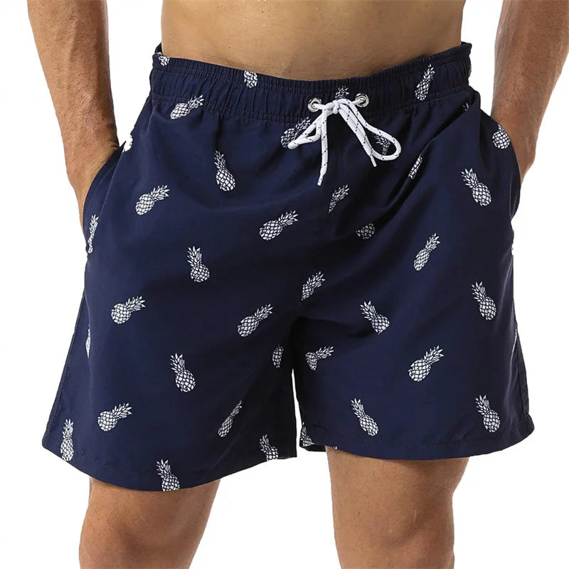 Bañador Hombre Piña 3D | Shorts Playa Hawaianos Verano Secado Rápido – Surf y Natación Tropical