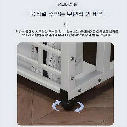 Mesa Auxiliar Doble Capa con Ruedas – Escritorio Portátil de Cama con Estante de Almacenamiento para Laptop y Dormitorio