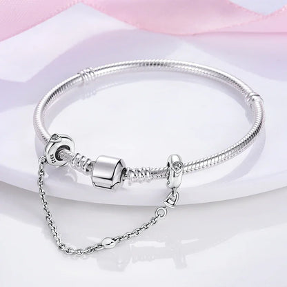 Charm de seguridad en plata 925 – Serie copo de nieve, luna, estrella, corazón y moño para pulseras tipo Pandora