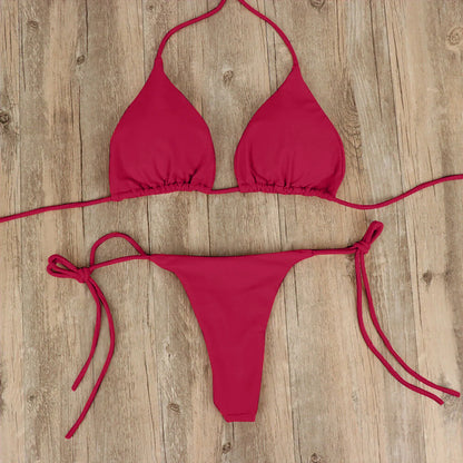 Bikini Mujer 2025 | Conjunto Sexy de Lencería con Tanga y Lazos Laterales