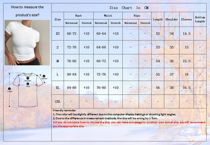 Camiseta Mujer Slim Fit 2024 | T-shirt Tejida de Manga Corta O-Neck Estilo Y2K Casual y Deportiva
