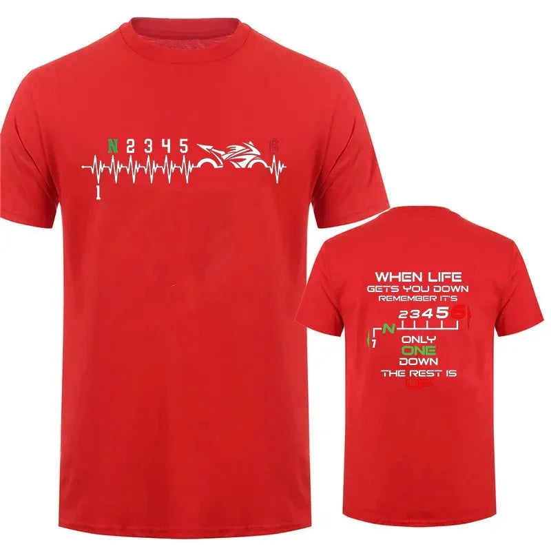 Camiseta Hombre 2025 | Oversize Motociclista con Estampado “Heartbeat”