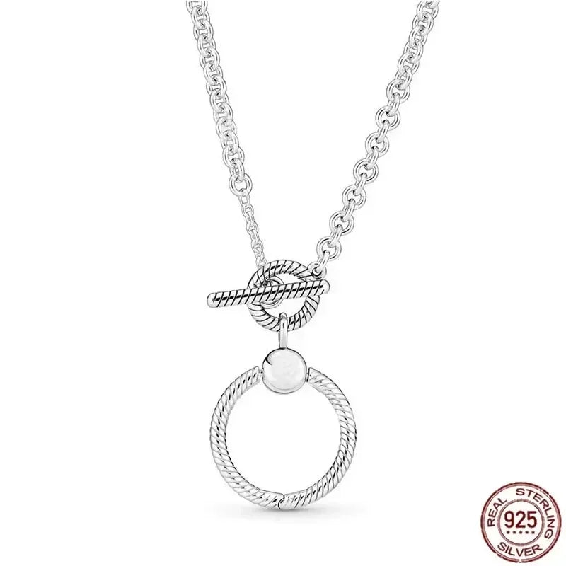 Collar colgante corazón redondo plata 925 – Dije clásico brillante compatible Pandora