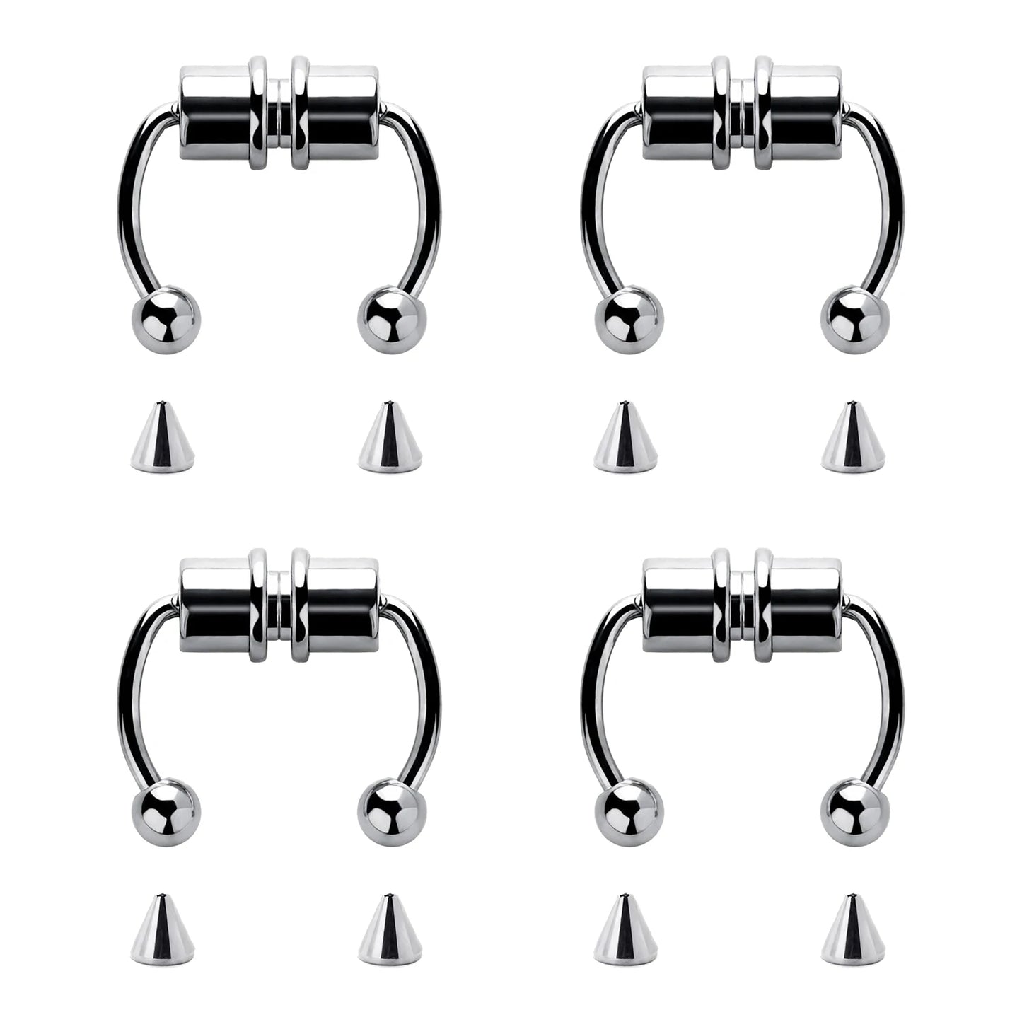 2Pcs or 5Pcs Magnet Nose Ring Stainless Steel Horseshoe Ring Nose Clip Non-pierced Nose Hoop Magnetic Nose Nail piercing nariz