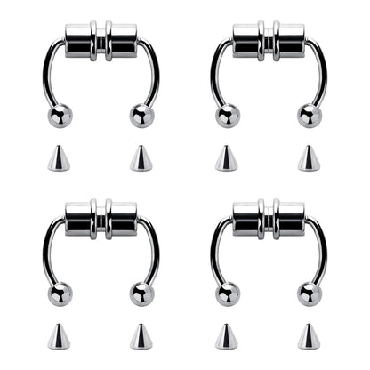 2Pcs or 5Pcs Magnet Nose Ring Stainless Steel Horseshoe Ring Nose Clip Non-pierced Nose Hoop Magnetic Nose Nail piercing nariz