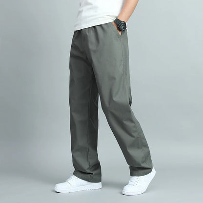 Pantalones Casuales de Algodón para Hombre – Tallas Grandes, Corte Suelto, Rectos, Múltiples Bolsillos, Jogger Largo, Verano y Otoño