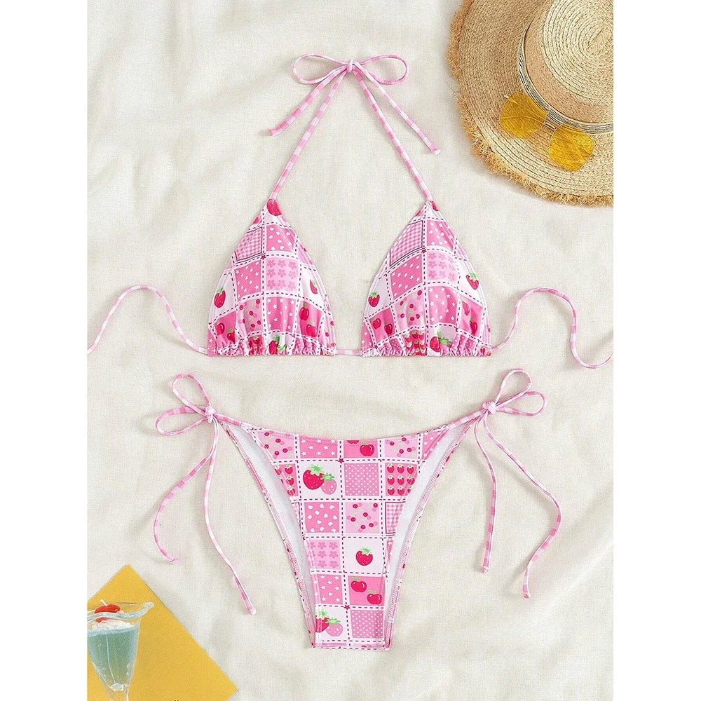 Bikini Micro Mujer 2025 | Floral Halter Thong Playa y Piscina
