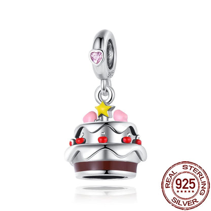 Charm Comida Divertida en Plata 925 – Café, Pastel, Frutas, Hamburguesa y Papas | Compatible Pandora 2025