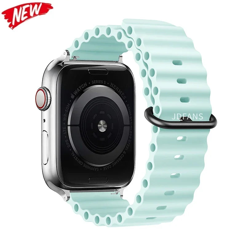 Correa Ocean Band Compatible con Apple Watch | Pulsera Deportiva Ajustable 49mm 45mm 44mm 41mm 40mm Series SE 3 6 7 8 9 10 Ultra