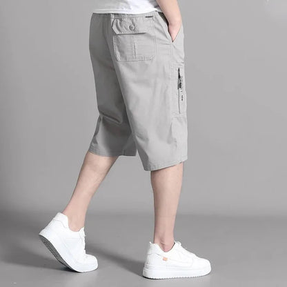 Shorts Cargo de Algodón para Hombre – Rodilla, Bolsillo con Cremallera, Cintura Elástica, Climbing, Jogger, Casual y Deportivo