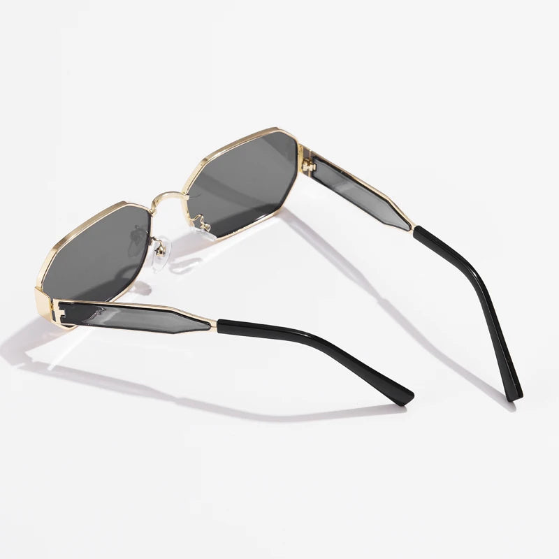 Gafas de Sol Vintage Rectangulares Unisex | Moda Retro Metal Negro Estilo Lujo