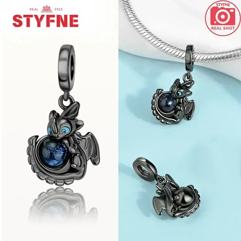 Charm Gato Negro de Plata 925 | Dije para Pulseras Pandora Mujer Joyería Fina