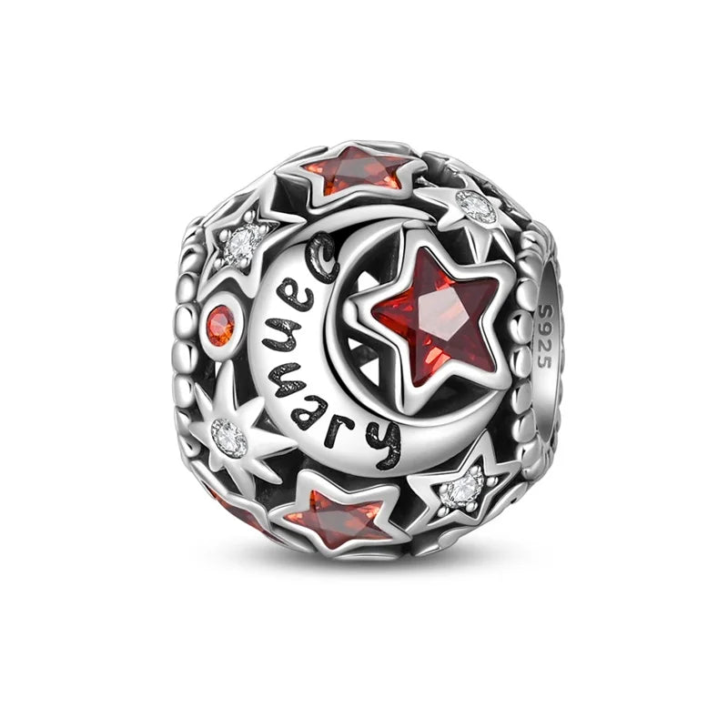 Charm de Plata 925 con Piedra de Nacimiento – Bead Brillante para Pulsera, Regalo de Cumpleaños Mujer