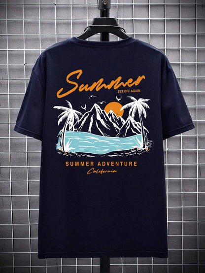 Camiseta Hombre 2025 | “Off Again Adventure” Estilo Verano Casual Oversize