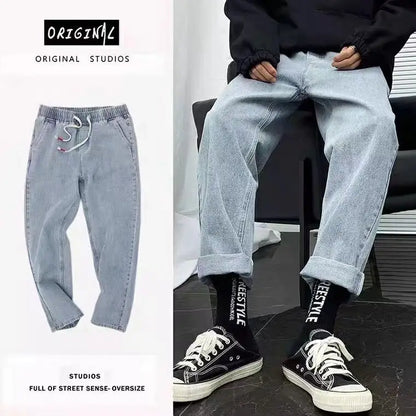 Jeans Oversize Hombre Cropped Verano | Vaqueros Rotos Tallas Grandes Moda Coreana