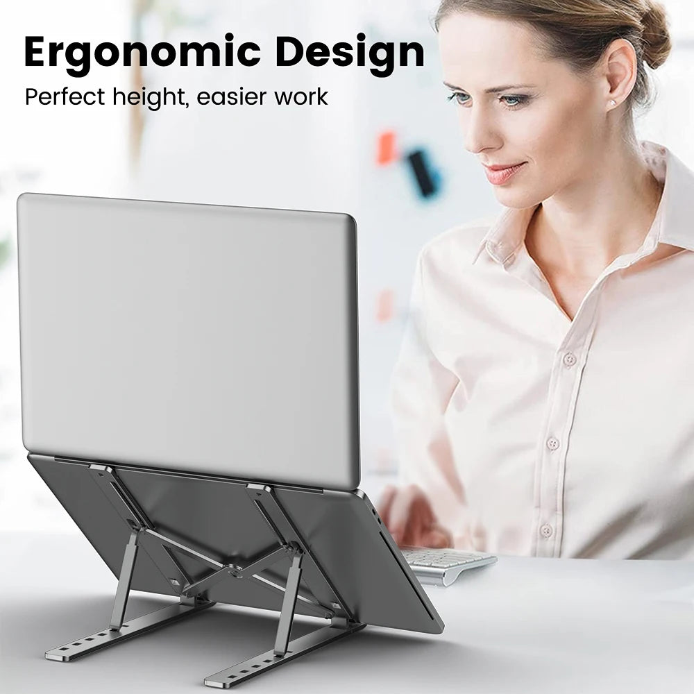 Soporte Portátil para Laptop de Aluminio | Base Plegable Ajustable para Notebook y MacBook | Accesorio Ergonómico