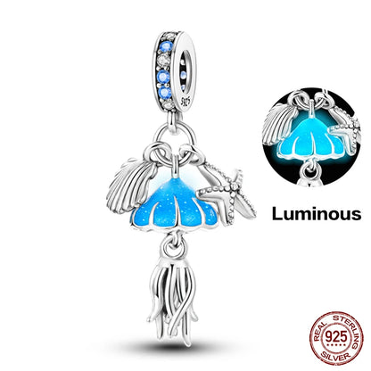 Charm Serie Océano en Plata 925 – Abalorios Tortuga, Cangrejo y Sirena para Pulsera Original Mujer