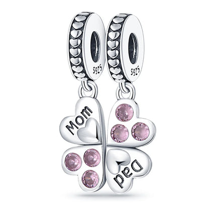 Charm de Plata S925 Mariquita de Siete Puntos y Trébol de la Suerte – Abalorio Colorido y Brillante para Pulseras Originales