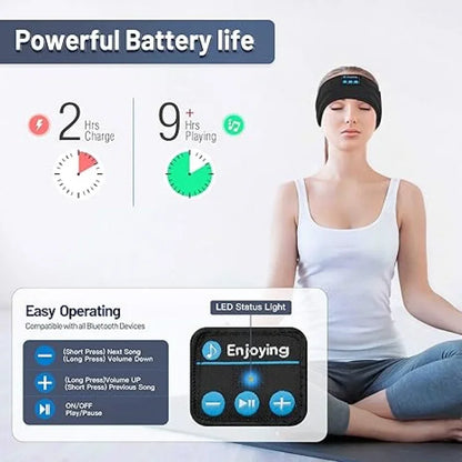 Diadema Bluetooth deportiva y para dormir – Auriculares inalámbricos con antifaz musical, elásticos y cómodos