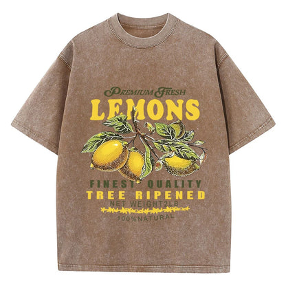 Camiseta Oversize Estampado Limones | T-Shirt Vintage Algodón Casual Verano