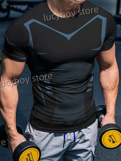 Camiseta de Entrenamiento para Hombre – T-shirt Color Block, Gym, Running y Fitness, Manga Corta y Secado Rápido