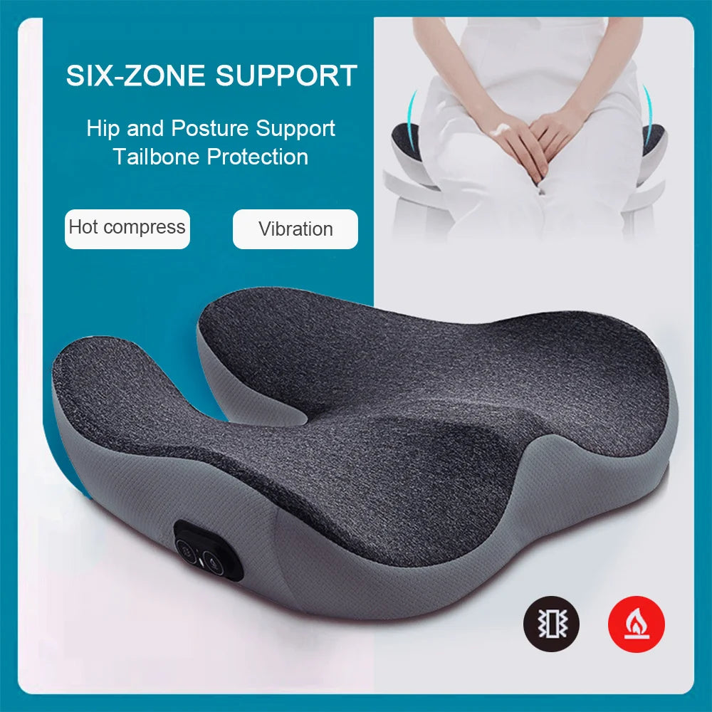 Cojín Masajeador Eléctrico con Vibración | Almohadilla de Masaje para Cadera, Espalda y Lumbar con Soporte Ergonómico