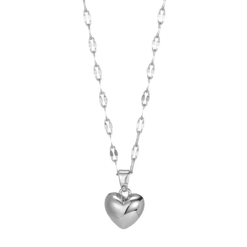 Stainless Steel Love Heart Necklace For Women 2025 New Trendy Lip Chain Simple Pendant Necklace Jewelry Gift
