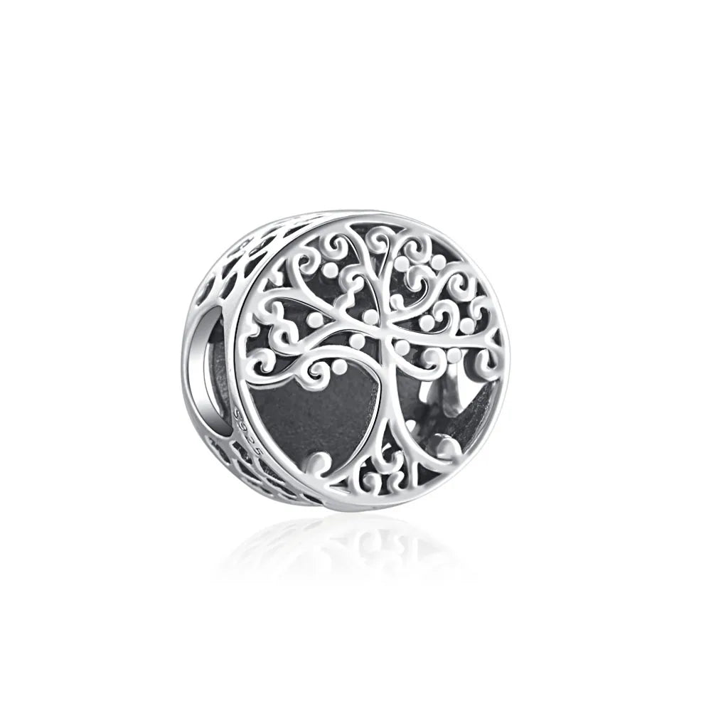 Charm Plata 925 Árbol de la Familia, Pluma, Copo de Nieve y Niño | Dijes Colgantes Compatibles con Pulseras Pandora