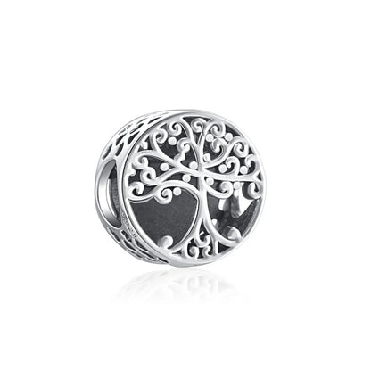 Charm Plata 925 Árbol de la Familia, Pluma, Copo de Nieve y Niño | Dijes Colgantes Compatibles con Pulseras Pandora