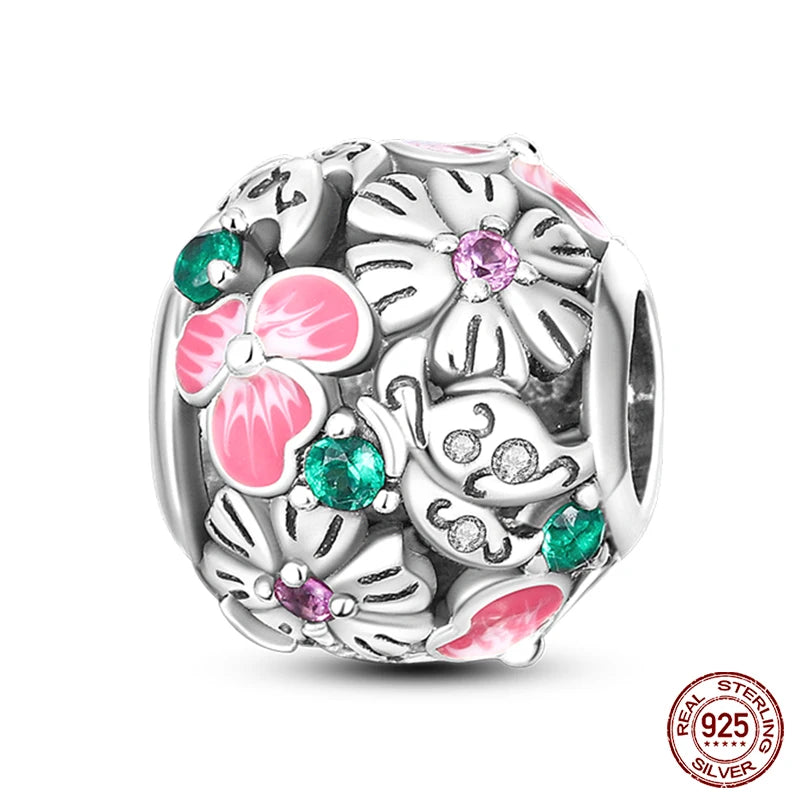 100% 925 Sterling Silver Creative Blue Luminous Firefly Charms Pendants Fit Qikaola 925 Original Bracelets DIY Birthday Jewelry