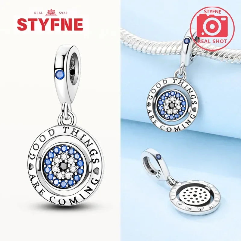 Charm Plata S925 Corazón Nudo Celta con Ojo Azul | Compatible Pulsera Pandora