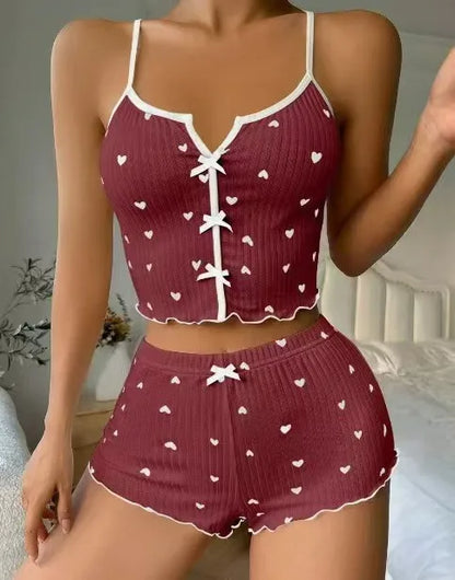 Pijama Mujer 2 Piezas Verano | Conjunto Tirantes + Pantalón Corazones Homewear 2024