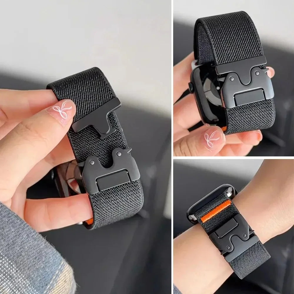 Correa de Nylon Trenzado Elástica para Apple Watch – Compatible Ultra 2, Series 10-6, SE (41mm-49mm)