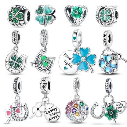 Charm Trébol de Cuatro Hojas en Plata 925 – Abalorios Suerte para Pulseras Originales Mujer