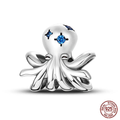Charm Serie Océano en Plata 925 – Abalorios Tortuga, Cangrejo y Sirena para Pulsera Original Mujer