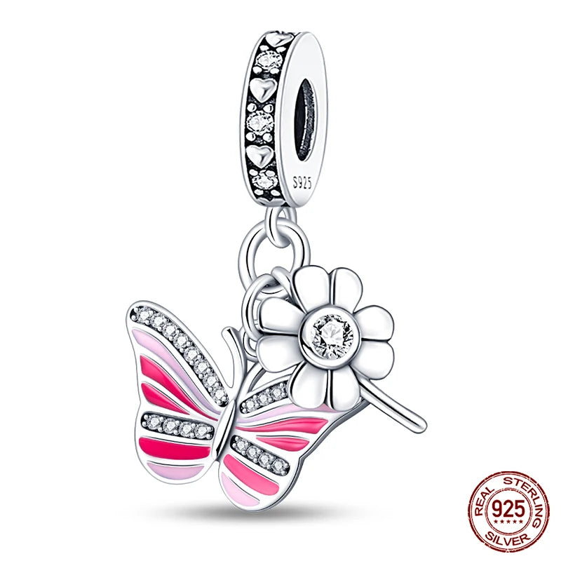 100% 925 Sterling Silver Creative Blue Luminous Firefly Charms Pendants Fit Qikaola 925 Original Bracelets DIY Birthday Jewelry