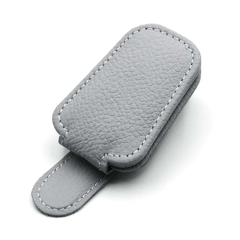 2PCS Porta Gafas de Sol Magnético para Parasol de Coche – Clip de Cuero con Soporte para Gafas y Tickets