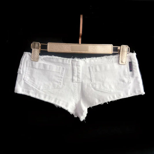 Shorts Vaqueros Mujer Sexy | Micro Mini Denim Cintura Baja con Flecos Clubwear Vintage
