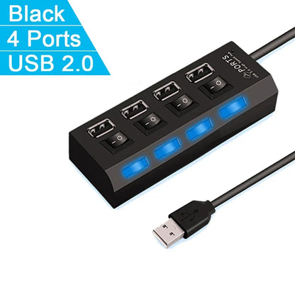 USB Hub 7 Puertos 2.0 – Adaptador Extensor de Datos para Laptop y PC