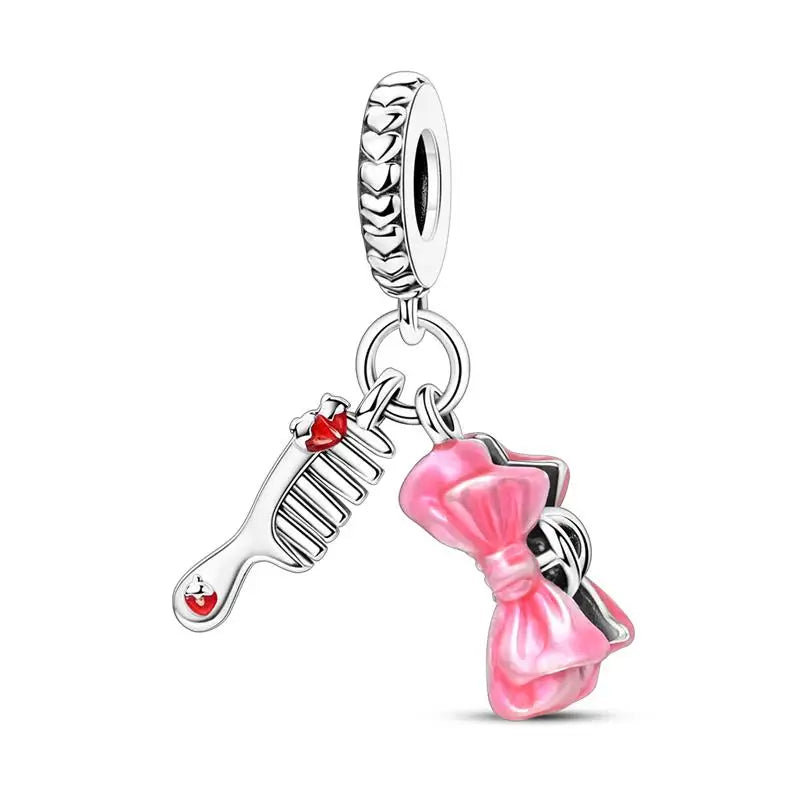 Charm Espejo Mágico Princesa Ángel Rosa en Plata 925 – Beads Compatibles Pandora Mujer Joyería DIY