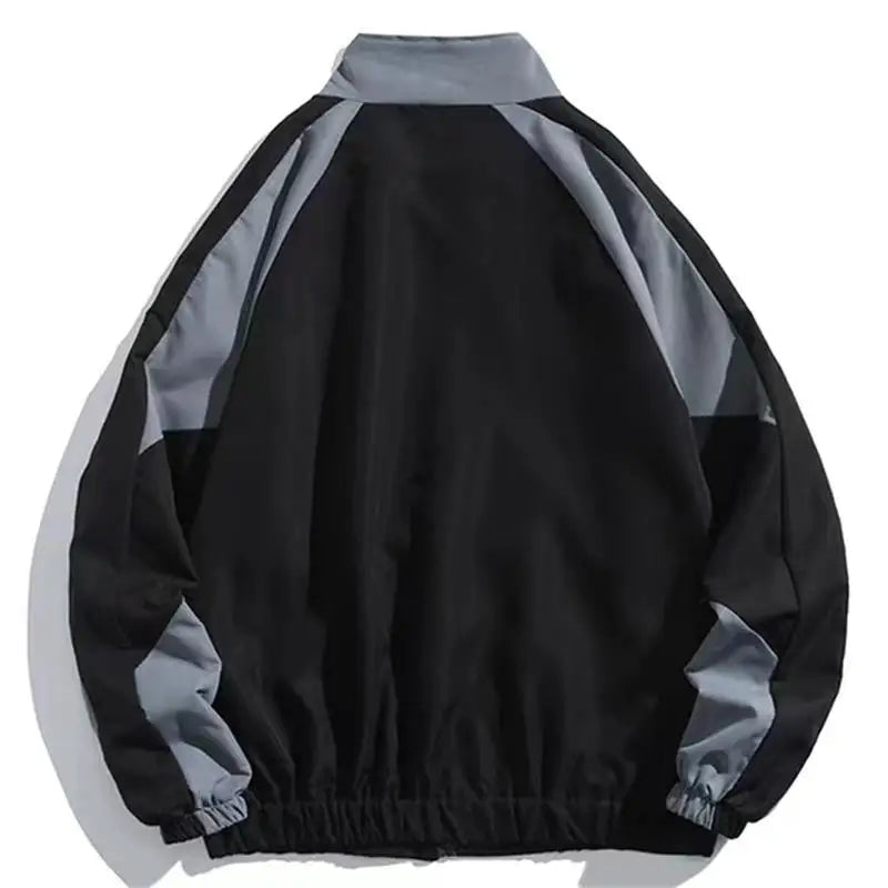 Chaqueta Reflectiva con Rayas para Hombre 2025 – Abrigo Hip Hop Streetwear, Rompevientos Delgado con Cremallera, Estilo Harajuku en Negro y Azul