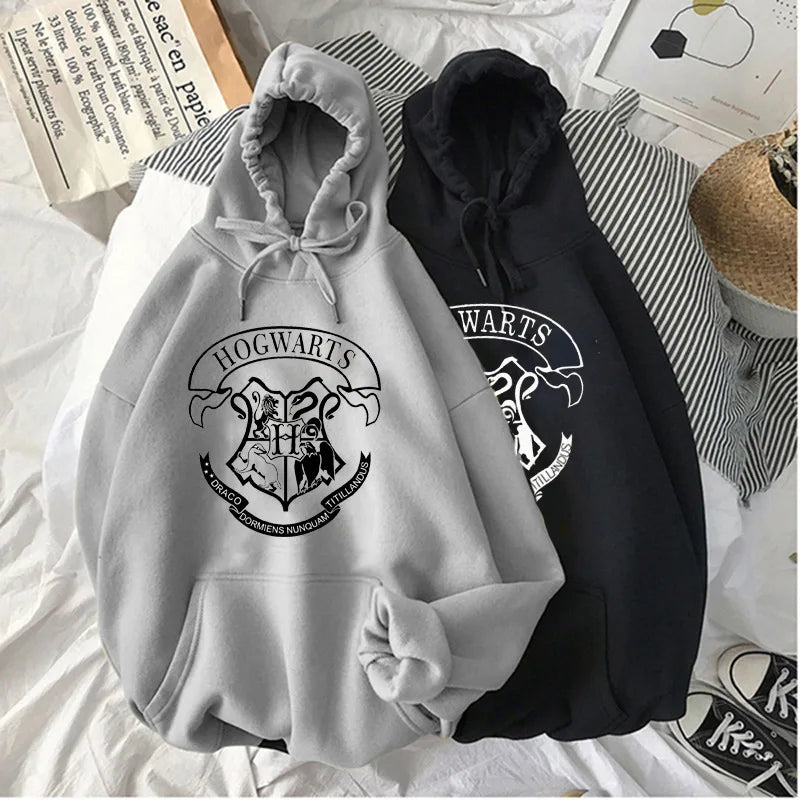 Hoodie Oversize Hogwarts | Sudadera Y2K Estampada Harry Potter Otoño Invierno