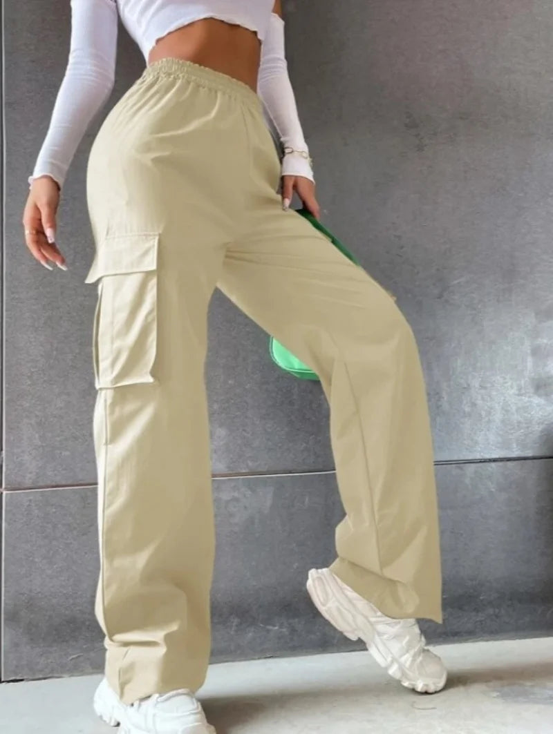 Pantalones Jogger Cargo Mujer | Pantalón Ancho Cintura Alta Casual Elegante y Chic
