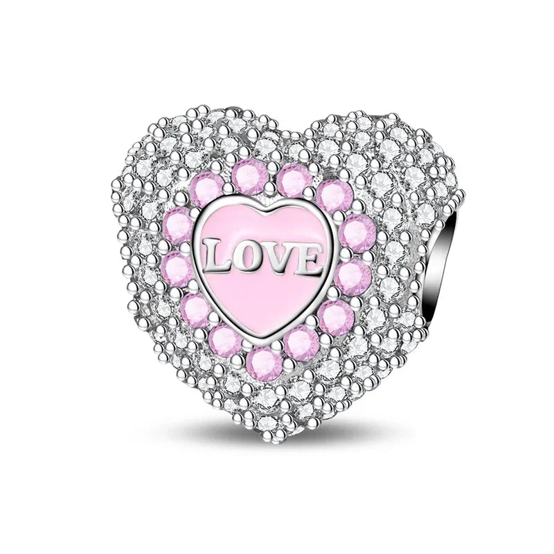 Charm Plata 925 Colgante Rosa Mariposa Corazón Flor Pájaro | Dije Para Pulsera Pandora Compatible